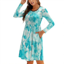 Lade das Bild in den Galerie-Viewer, Multi-Image-Design Damen / Frauen Jerseykleid Langarm Kleider Elegant NZ036 mit Foto Design Motiv Text selbst gestalten und bedrucken