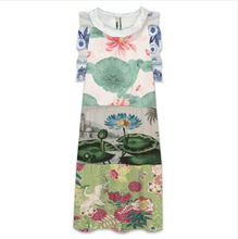 Lade das Bild in den Galerie-Viewer, Multi-Image-Design Damen / Frauen Kleid mit Volants F11Q mit Foto Design Motiv Text selbst gestalten und bedrucken (Simple Design)