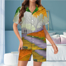 Lade das Bild in den Galerie-Viewer, Multi-Image-Design Damen / Frauen Kurze Schlafanzug Shorty Pyjama Set aus Seide mit Foto Design Motiv Text selbst gestalten und bedrucken