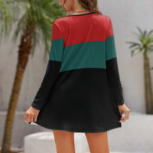 Lade das Bild in den Galerie-Viewer, Multi-Image-Design Damen / Frauen Langarm Kleid Jerseykleid Sommer NZ035 mit Foto Design Motiv Text selbst gestalten und bedrucken
