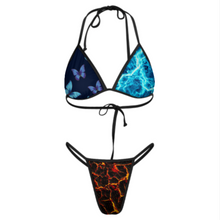Lade das Bild in den Galerie-Viewer, Damen / Frauen Multi-Image-Design Push-Up Triangel Bikini Set 2-teilig Bademode J195D57 mit Schnüren BH + String mit Ihrem Design Motiv Foto Text selbst gestalten und bedrucken