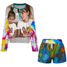 Lade das Bild in den Galerie-Viewer, Multi-Image-Design Damen / Frauen Pyjama Schlafanzug (2 tlg.) 203 mit Foto Design Motiv Text selbst gestalten und bedrucken