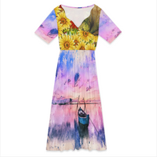 Lade das Bild in den Galerie-Viewer, Multi-Image-Design Damen / Frauen Sommer Maxikleid mit Blütenblattausschnitt F31Q mit Foto Design Motiv Text selbst gestalten und bedrucken (Simple Design)