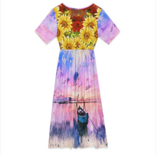 Lade das Bild in den Galerie-Viewer, Multi-Image-Design Damen / Frauen Sommer Maxikleid mit Blütenblattausschnitt F31Q mit Foto Design Motiv Text selbst gestalten und bedrucken (Simple Design)
