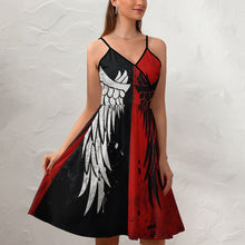 Lade das Bild in den Galerie-Viewer, Multi-Image-Design Damen / Frauen Sommerkleid Sling Kleid Trägerkleid mit V-Ausschnitt und mit Spaghetti-Träger NZ016 mit Foto Design Motiv Text selbst gestalten und bedrucken