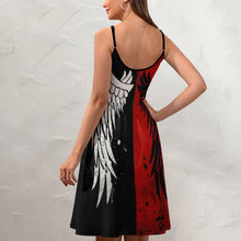 Lade das Bild in den Galerie-Viewer, Multi-Image-Design Damen / Frauen Sommerkleid Sling Kleid Trägerkleid mit V-Ausschnitt und mit Spaghetti-Träger NZ016 mit Foto Design Motiv Text selbst gestalten und bedrucken