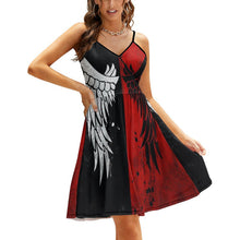 Lade das Bild in den Galerie-Viewer, Multi-Image-Design Damen / Frauen Sommerkleid Sling Kleid Trägerkleid mit V-Ausschnitt und mit Spaghetti-Träger NZ016 mit Foto Design Motiv Text selbst gestalten und bedrucken
