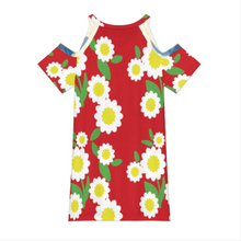 Lade das Bild in den Galerie-Viewer, Multi-Image-Design Damen / Frauen V Ausschnitt T Shirt Kleid mit CUT-OUT am Ärmel ANQ mit Foto Design Motiv Text selbst gestalten und bedrucken (Simple Design)