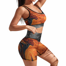 Lade das Bild in den Galerie-Viewer, Multi-Image-Design Damen / Frauen Yoga Set Sport Suit Trainingsanzug Sportanzug Jogginganzug Sport BH Shorts Set (2 teile, Sport-BH, Kurze Leggings) mit Foto Design Motiv Text selbst gestalten und bedrucken