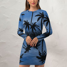 Lade das Bild in den Galerie-Viewer, Multi-Image-Design Damen / Frauen ZIP Minikleid sexy Langarm Kleid mit Reißverschluss NZ017 mit Foto Design Motiv Text selbst gestalten und bedrucken