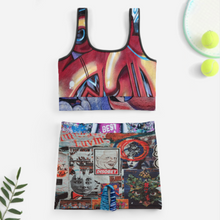 Lade das Bild in den Galerie-Viewer, Multi-Image-Design Hochwertiges Yoga Set Trainingsanzug mit Crop Top und Short 2-tlg YJ052 mit Foto Design Motiv Text selbst gestalten und bedrucken
