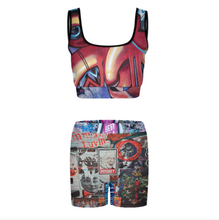 Lade das Bild in den Galerie-Viewer, Multi-Image-Design Hochwertiges Yoga Set Trainingsanzug mit Crop Top und Short 2-tlg YJ052 mit Foto Design Motiv Text selbst gestalten und bedrucken
