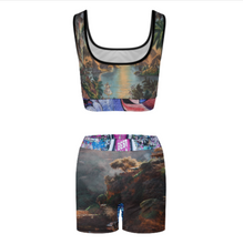 Lade das Bild in den Galerie-Viewer, Multi-Image-Design Hochwertiges Yoga Set Trainingsanzug mit Crop Top und Short 2-tlg YJ052 mit Foto Design Motiv Text selbst gestalten und bedrucken