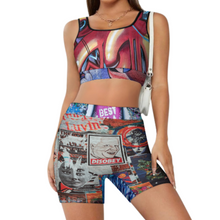 Lade das Bild in den Galerie-Viewer, Multi-Image-Design Hochwertiges Yoga Set Trainingsanzug mit Crop Top und Short 2-tlg YJ052 mit Foto Design Motiv Text selbst gestalten und bedrucken