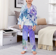 Lade das Bild in den Galerie-Viewer, Multi-Image-Design Jungen Mädchen Kinder Pyjama langarm Schlafanzug zum knöpfen 2 tlg. mit Foto Design Motiv Text selbst gestalten und bedrucken in Karo Optik mit Knopfleiste
