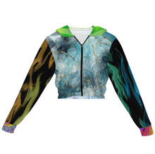 Lade das Bild in den Galerie-Viewer, Multi-Image-Design Kapuzenjacke Kapuzensweatshirt Crop Top mit Kordelzug MSYX94 mit Foto Design Motiv Text selbst gestalten und bedrucken (Simple Design)