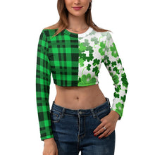 Lade das Bild in den Galerie-Viewer, Multi-Image-Design Langarm Crop Top NZ108 Damen mit Ihrem Design Motiv und Foto selbst gestalten und bedrucken