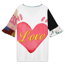 Lade das Bild in den Galerie-Viewer, Multi-Image-Druck Damen / Frauen T-Shirt mit V-Ausschnitt und Lotusärmeln NT101 mit Namen Fotos Text selbst gestalten und bedrucken