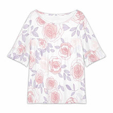 Lade das Bild in den Galerie-Viewer, Einzelbild-Design Damen / Frauen Großes T-Shirt mit Rundhalsausschnitt und Lotusblattärmeln NT104 mit Foto Design Motiv Text selbst gestalten und bedrucken (Simple Design)