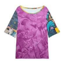 Lade das Bild in den Galerie-Viewer, Multi-Image-Design Damen / Frauen Großes T-Shirt mit Rundhalsausschnitt und Lotusblattärmeln NT104 mit Foto Design Motiv Text selbst gestalten und bedrucken (Simple Design)