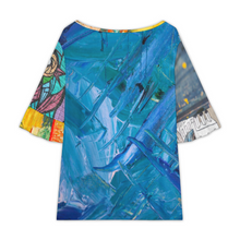 Lade das Bild in den Galerie-Viewer, Multi-Image-Design Damen / Frauen Großes T-Shirt mit Rundhalsausschnitt und Lotusblattärmeln NT104 mit Foto Design Motiv Text selbst gestalten und bedrucken (Simple Design)