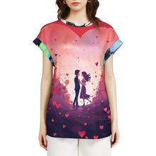 Lade das Bild in den Galerie-Viewer, Multi-Image-Design Damen / Frauen T-Shirt mit überschnittenen Schultern und kurzen Ärmeln NT105 mit Foto Design Motiv Text selbst gestalten und bedrucken (Simple Design)