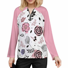 Lade das Bild in den Galerie-Viewer, Einzelbild-Design Damen / Frauen V-Ausschnitt Langarm T-Shirt mit Reißverschluss NT58 mit Foto Design Motiv Text selbst gestalten und bedrucken