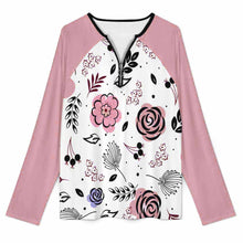 Lade das Bild in den Galerie-Viewer, Einzelbild-Design Damen / Frauen V-Ausschnitt Langarm T-Shirt mit Reißverschluss NT58 mit Foto Design Motiv Text selbst gestalten und bedrucken