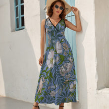 Lade das Bild in den Galerie-Viewer, Einzelbild-Design Langes Ärmelloses Sommer Kleid mit V-Ausschnitt Damen / Frauen NZ028 selbst gestalten und bedrucken