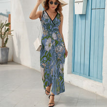 Lade das Bild in den Galerie-Viewer, Einzelbild-Design Langes Ärmelloses Sommer Kleid mit V-Ausschnitt Damen / Frauen NZ028 selbst gestalten und bedrucken