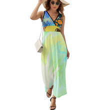 Lade das Bild in den Galerie-Viewer, Multi-Image-Druck Langes Ärmelloses Sommer Kleid mit V-Ausschnitt Damen / Frauen NZ028 selbst gestalten und bedrucken
