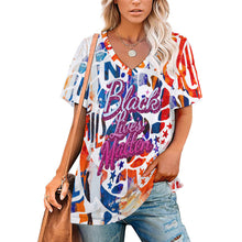 Lade das Bild in den Galerie-Viewer, Einzelbild-Design Ice Silk Short Sleeve Shirt V-Neck T-Shirt NZ109 - Damen / Frauen - selbst gestalten und bedrucken