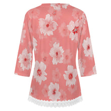 Lade das Bild in den Galerie-Viewer, Einzelbilddruck Damen / Frauen V-Ausschnitt T-Shirt mit Spitzenbesatz und halblangen Ärmeln SDS2513 mit Foto Design Motiv Text selbst gestalten und bedrucken