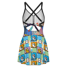 Lade das Bild in den Galerie-Viewer, Multi-Image-Druck Damen / Frauen SDS513 Rückenfreier Tief-V One-piece Swimsuit Badeanzug mit Fotos Muster Text Logo selbst gestalten und bedrucken
