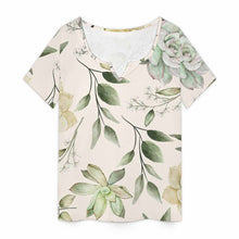 Lade das Bild in den Galerie-Viewer, Einzelbild-Design Damen / Frauen Kleines Kurzarm-T-Shirt mit V-Ausschnitt VDT mit Foto Design Motiv Text selbst gestalten und bedrucken (Simple Design)