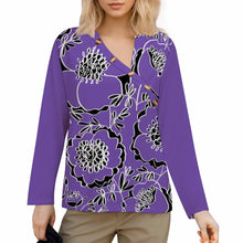 Lade das Bild in den Galerie-Viewer, Einzelbilddruck Damen / Frauen Langärmliges T-Shirt mit schrägem Kragen und fünf Knöpfen XCK mit Foto Design Motiv Text selbst gestalten und bedrucken