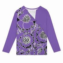 Lade das Bild in den Galerie-Viewer, Einzelbilddruck Damen / Frauen Langärmliges T-Shirt mit schrägem Kragen und fünf Knöpfen XCK mit Foto Design Motiv Text selbst gestalten und bedrucken