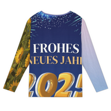 Lade das Bild in den Galerie-Viewer, Multi-Image-Druck Damen / Frauen Langärmliges T-Shirt mit schrägem Kragen und fünf Knöpfen XCK mit Foto Design Motiv Text selbst gestalten und bedrucken