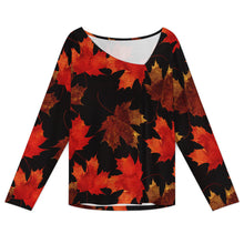Lade das Bild in den Galerie-Viewer, Einzelbild-Design Damen / Frauen Langärmliges T-Shirt mit schrägem Kragen XVL mit Foto Design Motiv Text selbst gestalten und bedrucken (Simple Design)