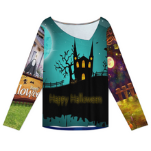 Lade das Bild in den Galerie-Viewer, Multi-Image-Design Damen / Frauen Langärmliges T-Shirt mit schrägem Kragen XVL mit Foto Design Motiv Text selbst gestalten und bedrucken (Simple Design)