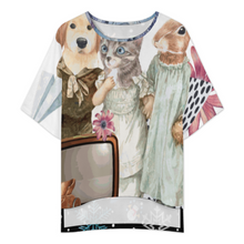 Lade das Bild in den Galerie-Viewer, Multi-Image-Druck Damen / Frauen Set aus Hemd mit Rundhalsausschnitt und Fledermausärmeln + Hose mit weitem Bein und elastischem Bund YKL04 mit Fotos Muster Text Logo selbst gestalten und bedrucken