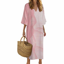 Lade das Bild in den Galerie-Viewer, Einzelbilddruck Personalisierte Morgenmantel im mediterranen Stil mit V-Ausschnitt und halblangen Ärmeln YKL06 für Damen / Frauen | Langärmliger Morgenmantel mit V-Ausschnitt mit Foto selbst gestalten