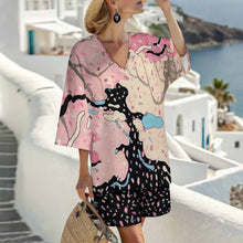 Lade das Bild in den Galerie-Viewer, Einzelbilddruck Damen / Frauen Set aus Hemd mit V-Ausschnitt und Fledermausärmeln und Shorts mit elastischer Taille YKL07 mit Fotos Muster Text Logo selbst gestalten und bedrucken