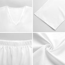 Lade das Bild in den Galerie-Viewer, Multi-Image-Druck Damen / Frauen Set aus Hemd mit V-Ausschnitt und Fledermausärmeln und Shorts mit elastischer Taille YKL07 mit Fotos Muster Text Logo selbst gestalten und bedrucken