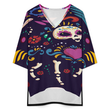 Lade das Bild in den Galerie-Viewer, Multi-Image-Druck Damen / Frauen Set aus Hemd mit V-Ausschnitt und Fledermausärmeln und Shorts mit elastischer Taille YKL07 mit Fotos Muster Text Logo selbst gestalten und bedrucken