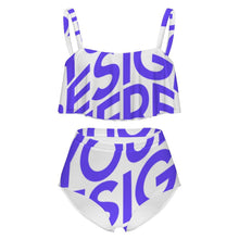 Lade das Bild in den Galerie-Viewer, 2024 NEW Zweiteiliger Tankini Badeanzug Bustier Bikini Set Damen / Frauen mit Rüschen mit hoher Taille MSYX464 mit Foto Design Motiv Text selbst gestalten und bedrucken (Simple Design)