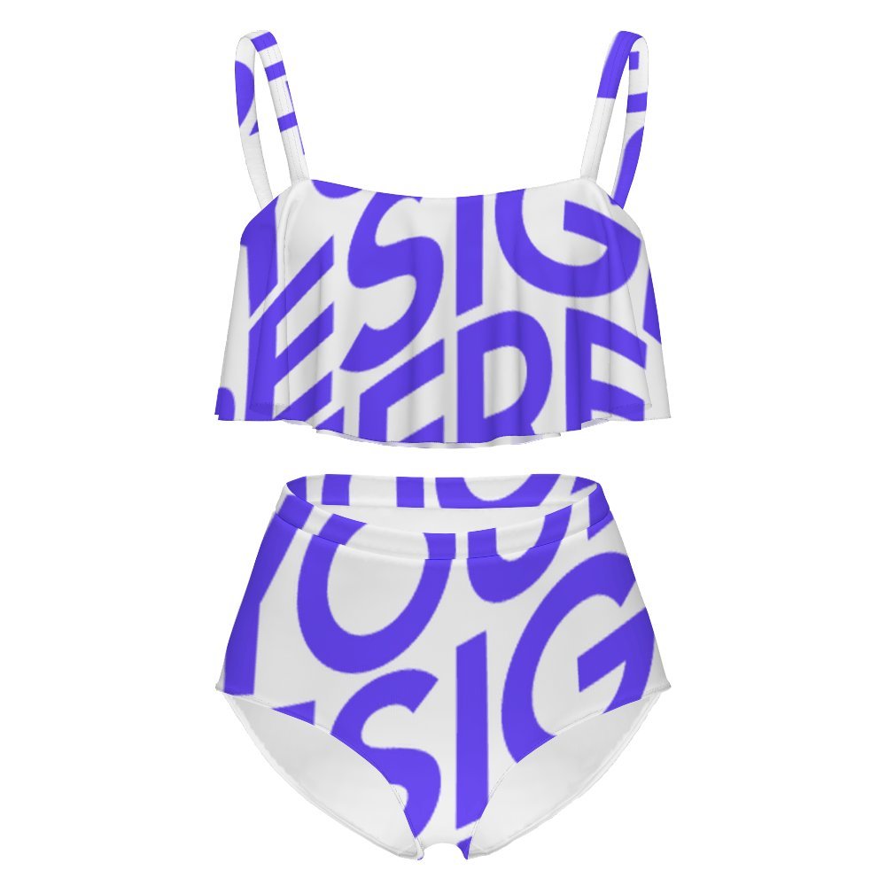 2024 NEW Zweiteiliger Tankini Badeanzug Bustier Bikini Set Damen / Frauen mit Rüschen mit hoher Taille MSYX464 mit Foto Design Motiv Text selbst gestalten und bedrucken (Simple Design)