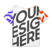 Lade das Bild in den Galerie-Viewer, Multi-Image-Design Damen / Frauen T-Shirt mit schrägem Kragen und kurzen Ärmeln DVL selbst gestalten und bedrucken