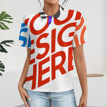 Lade das Bild in den Galerie-Viewer, Multi-Image-Druck Damen / Frauen POLO Shirt mit gerader Schulter und Knopfleiste LTPL22 mit Fotos Muster Text Logo selbst gestalten und bedrucken