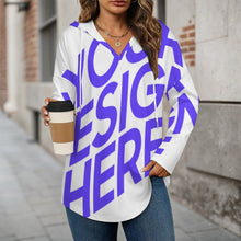 Lade das Bild in den Galerie-Viewer, Einzelbilddruck Damen / Frauen Langärmliger hoodie mit v-ausschnitt C19H mit Foto Design Motiv Text selbst gestalten und bedrucken